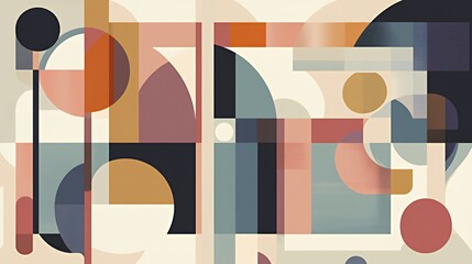 Abstract Geometric Shapes Composition in Earthy Tones