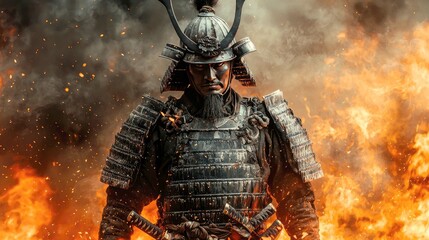Samurai Warrior in Fire: A Glimpse into Ancient Japanese Culture and Bushido Code