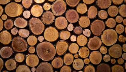 stack of wood. pile of naturial log round teak wood tree stump texture background pattern use for interior 