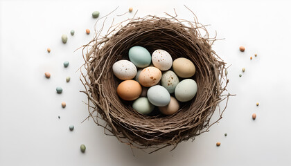 easter eggs in a nest