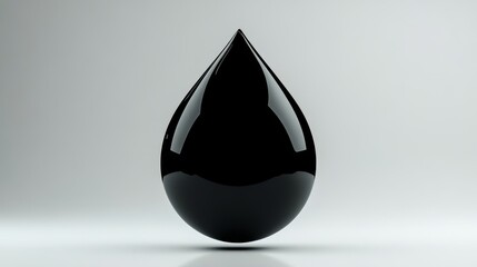 Fototapeta premium A glossy black liquid drop on a smooth, minimalist background, representing purity, elegance, and modern design.