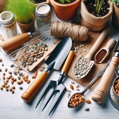 Gardening Tools a white background