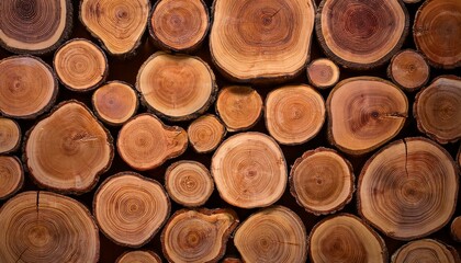 stack of wood. pile of naturial log round teak wood tree stump texture background pattern use for interior 