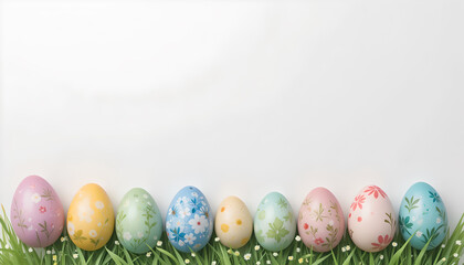 easter eggs on green grass