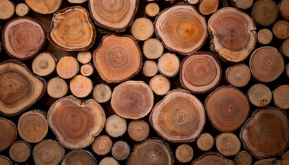 stack of wood. pile of naturial log round teak wood tree stump texture background pattern use for interior 