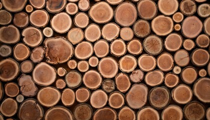 stack of wood. pile of naturial log round teak wood tree stump texture background pattern use for interior 