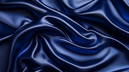 Fototapeta premium Luxurious Deep Blue Silk Draped Fabric Texture