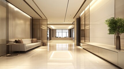 Fototapeta premium Elegant Modern Office Building Lobby Interior Design