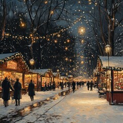 Obraz premium Enchanted Christmas Market at Night