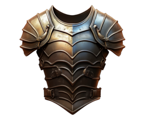 Medieval armor chest plate with intricate details and metallic finish, showcasing blend of bronze and silver tones. Perfect for historical themes or fantasy settings