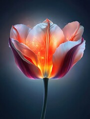 A luminous flower radiates brilliant colors against a dark backdrop, symbolizing magic and wonder, ideal for greetings celebrating Women's Day, birthdays, and weddings