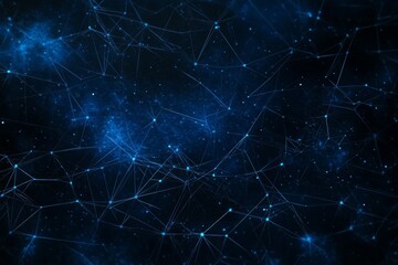 Fototapeta premium Abstract Connectivity and Network Visualization in Deep Space Blue