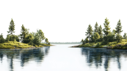 Breathtaking lake scenery with transparent background, perfect for digital art projects
