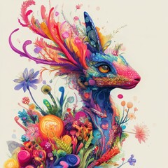 Obraz premium Fantastic Floral Creature Art