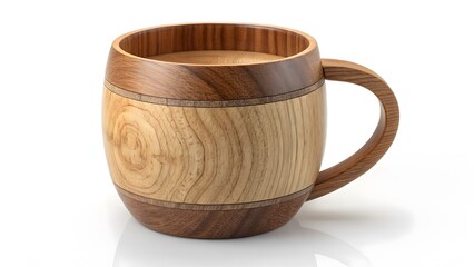 Handcrafted Wooden Mug with Rustic Charm & Natural Grain V6