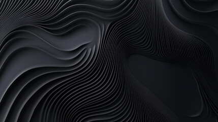 Abstract Black Background with Wavy Lines and 3D Patterns for Design Templates