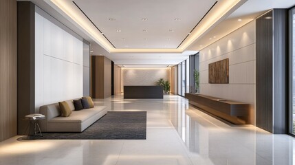Modern Lobby Interior Design With Seating Area