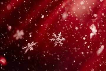 Beautiful Snowflakes Falling on Red Background for Winter Season