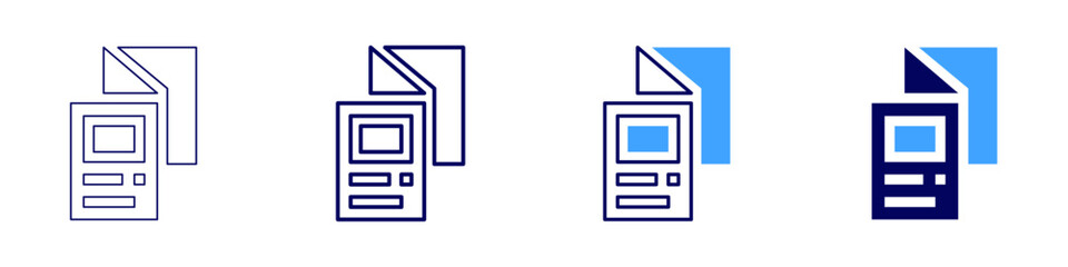 Flyer icon in 4 different styles. Thin Line, Line, Bold, and Bold Line. Duotone style. Editable stroke