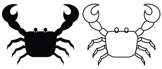 Crab icon, crab vector icon. Stone crab flat icon. Sea crab silhouette isolated. Vector illustration. Isolated in white background