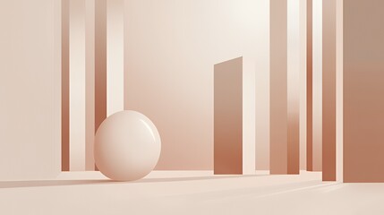 Minimalist Abstract Sphere in Peach Colored Room