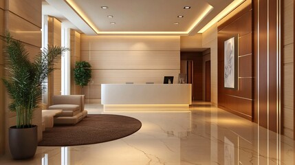 Fototapeta premium Elegant Modern Hotel Lobby Reception Area Design