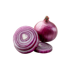 sliced  onion isolated on a transparent background, in PNG format