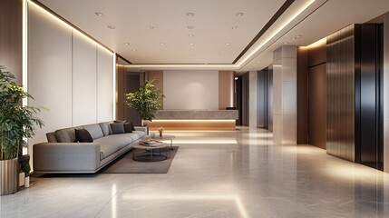 Modern Hotel Lobby Interior Design with Elegant Seating