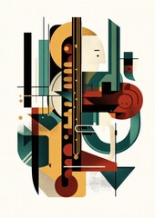 Abstract geometric portrait of a person with bold colors and shapes.