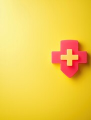 Fototapeta premium Colorful medical symbol on a bright yellow background.