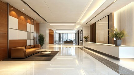 Modern Elegant Office Building Lobby Interior Design