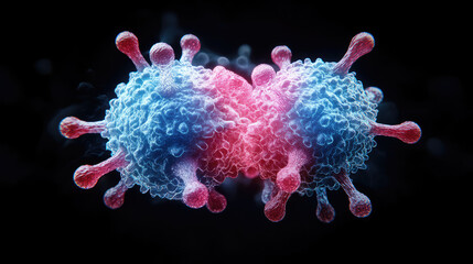 Obraz premium Abnormal cell division in cancer cells illustration of rapid multiplication in laboratory environment from a scientific perspective