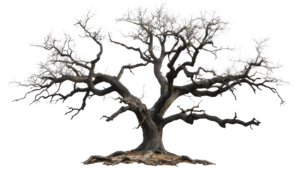 Majestic bare tree standing tall on transparent background
