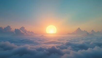 Fototapeta premium Golden Sunset Above a Sea of Clouds