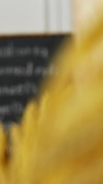 View of menu written on chalkboard at bakery section