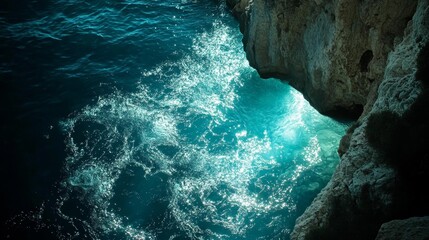 Obraz premium Ocean's Azure Embrace of a Hidden Cave