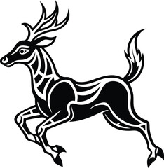 Elk Or Deer vector art, Elk Or Deer silhouette vector illustration, Elk Or Deer line art vector design