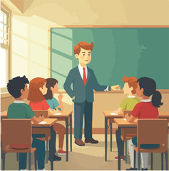 Students vector design, Teacher in classroom vector design