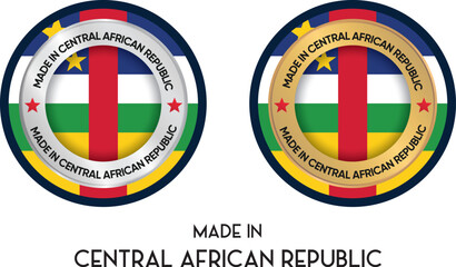 Obraz premium Made in Central African Republic. Premium labels, stickers, pointer, badge and symbol of Central African Republic flag icon. Collection vector illustration