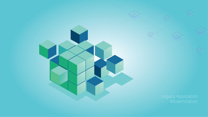 Legacy application modernisation is the process of upgrading outdated software systems to leverage modern technologies, such as cloud computing, micro services, and containerisation concept visual