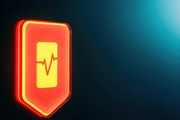 Glowing heart rate monitor icon in vibrant red and yellow.