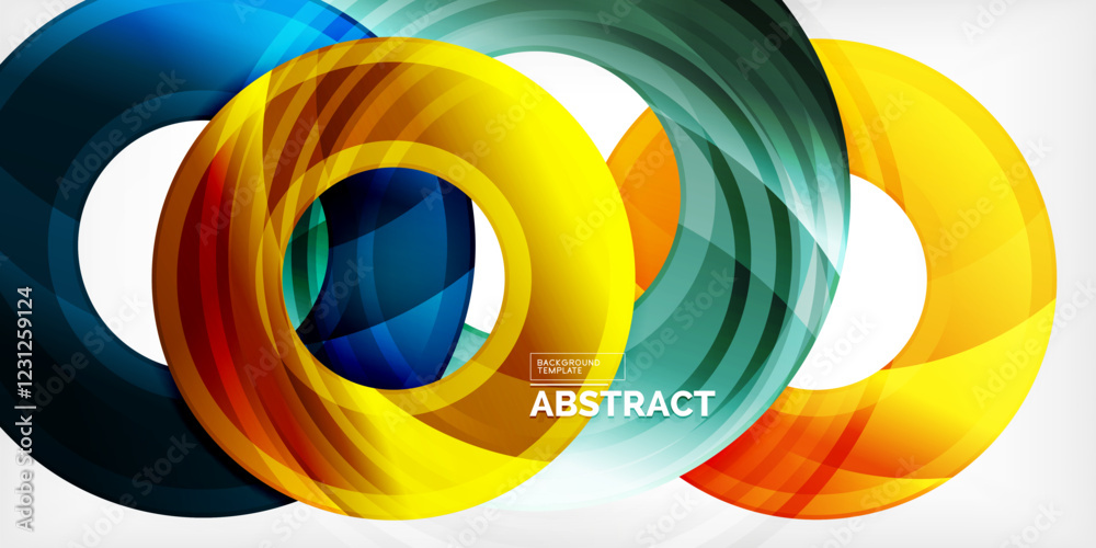 Poster Bright colorful circles with light effects. Abstract background