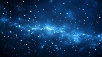 Dark Blue Cosmic Nebula with Sparkling Stars and Starfield