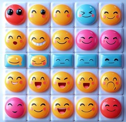 Obraz premium Vibrant Emoticons Collection in Pop Art Style with Bright Colors and Expressions