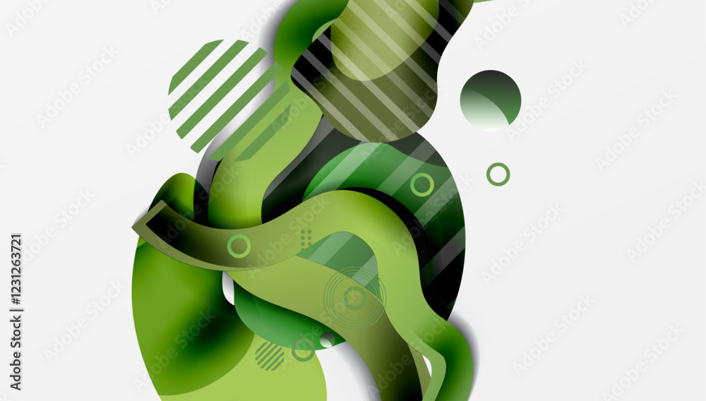 Poster abstract background - lines circles and liquid shapes