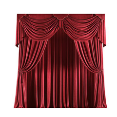 Red stage curtains hyper-realistic style