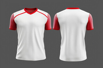 white and red jersey template for team clubs, jersey sport, front and back, Tshirt mockup sports jersey template design for football soccer, racing, gaming, sports jersey