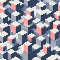 Obraz premium A cityscape made up of white and pink cubes