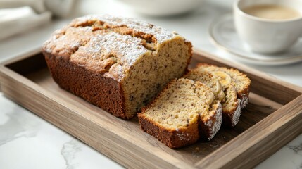 Baking fresh banana bread home kitchen food photography cozy atmosphere close-up view delicious treats