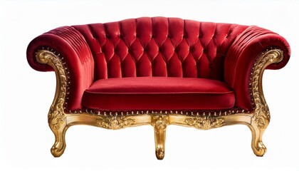 red armchair isolated on white. Red and gold luxury armchair isolated on 
